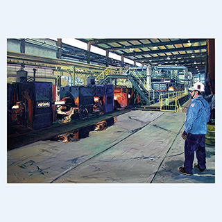 Ablängen | Charter Steel, Saukville USA | 2003 | 90 x 130 cm | Öl/Leinwand