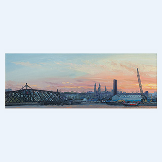 Jones Island mit St. Stanislaus Church | Milwaukee, WI USA | 2012 | 30 x 80 cm | Öl/Leinwand