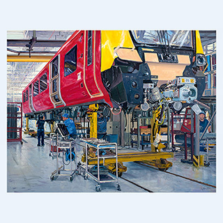 Endmontage des South West Trains | Siemens AG Krefeld, Deutschland | 2016 | 90cm x 115cm | Öl/Leinwand