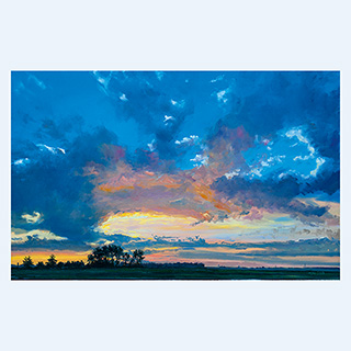 Abendstimmung in Ihringshausen | Sunset in Ihringshausen | 2017 | 55 x 85 cm | Öl/Leinwand