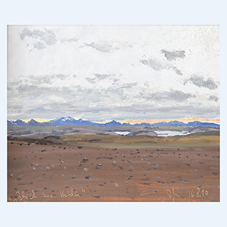 Hekla mit Abendröte | Island | 16.08.1990 | 25 x 30 cm | Öl/Malkarton