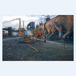 August-Bebel-Hütte | Mansfeld Kombinat, Eisleben | 1987 | 130cm x 200cm | Öl/Leinwand