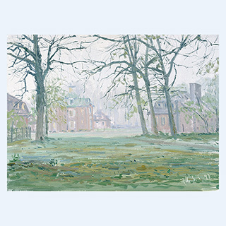 Nebelstimmung | Schloß Clemenswerth | 03.05.1997 | 30 x 40 cm | Öl/Malkarton