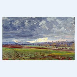 Blick über Vellmar | Kassel | 08.11.1997 | 30 x 50 cm | Öl/Malkarton