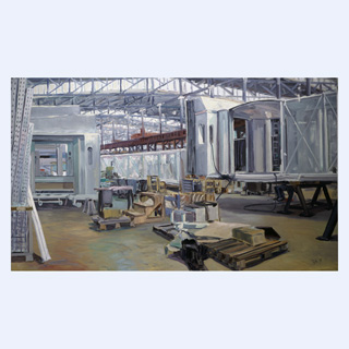 Fluggastbrückenbau Thyssen | Kassel | 1998 | 90cm x 150cm | Öl/Leinwand