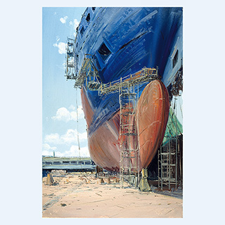 HDW-Werft | Kiel | 08.07.1998 | 60 x 40 cm | Öl/Malkarton