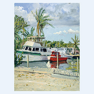 Boote auf Key Largo | Florida | 31.03.1999 | 40 x 30 cm | Öl/Malkarton