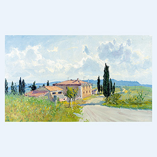 Strasse nach Cosona | Toskana | 27.05.1999 | 50 x 30 cm | Öl/Malkarton