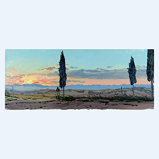 Abendstudie bei Bella | Toskana | 05.09.1999 | 20 x 50 cm | Öl/Malkarton