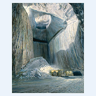 Salzabbau bei senkr. Lagerung | Kali und Salz AG | 1986 | 200 x 160 cm | Öl/Leinwand