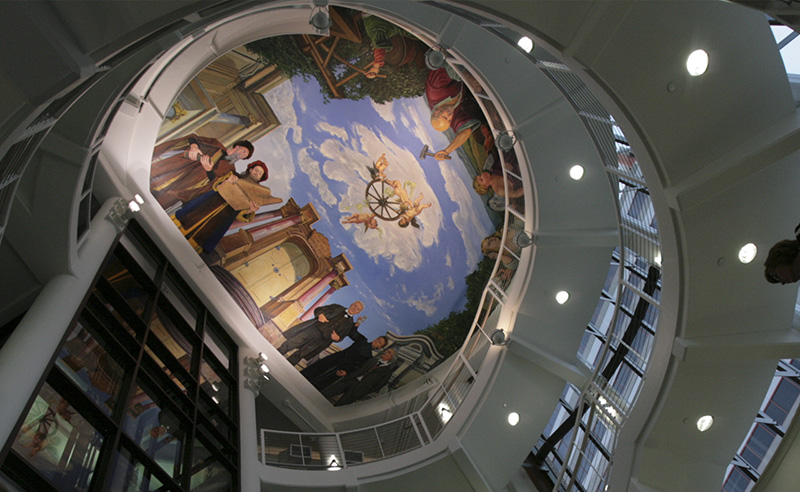 700-square-foot circular mural, The Great Minds of History, by H. D Tylle.