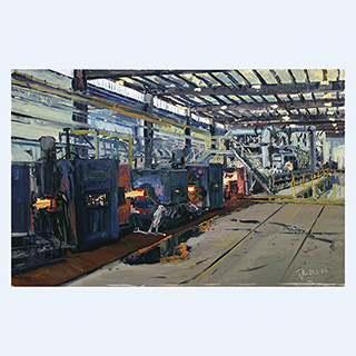 Studie für Ablängen | Charter Steel, Saukville USA | 24.03.2003 | 40 x 60 cm | Öl/Malkarton