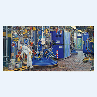Reaktor für Flüssigkristallproduktion I | Merck, Darmstadt | 2009 | 110 x 220 cm | Öl/Leinwand