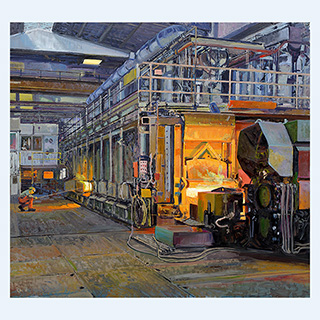 Stossofen Drahtwalzwerk | Badische Stahlwerke, Kehl | 2010 | 110 x 120 cm | Öl/Leinwand