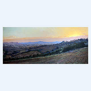 Toskana im späten Licht | Toskana | 2000 | 40 x 90 cm | Öl/Leinwand