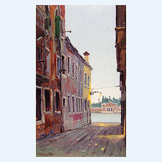 Blick auf San Michele | Venedig | 24.03.2000 | 50 x 30 cm | Öl/Malkarton