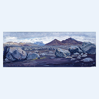 Steinwüste am Upptyppingar | Island | 11.08.1990 | 20 x 50 cm | Öl/Malkarton