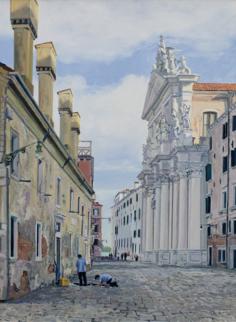 2015 | Straßenarbeiter vor der Chiesa dei Gesuiti | Venedig | 95 x 70cm | Öl/Leinwand