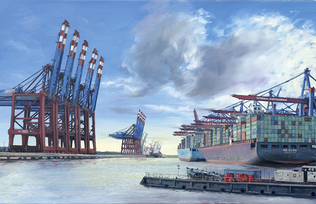2019 | Burchardkai | Hamburg | 90 x 140cm | Öl/Leinwand 2019 | Burchardkai | Hamburg | 90 x 140cm | Öl/Leinwand