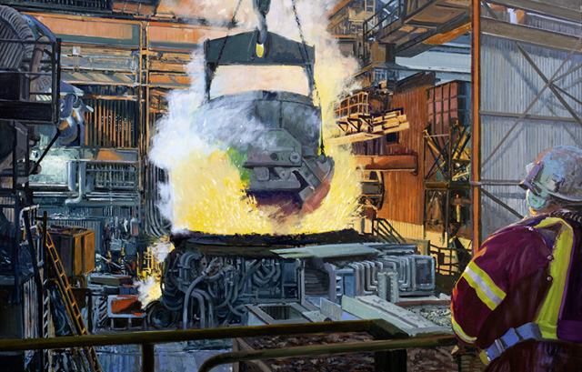 2019 | Tapping the Furnace | Charter Steel, Saukville WI USA | 90 x 140cm | Öl/Leinwand